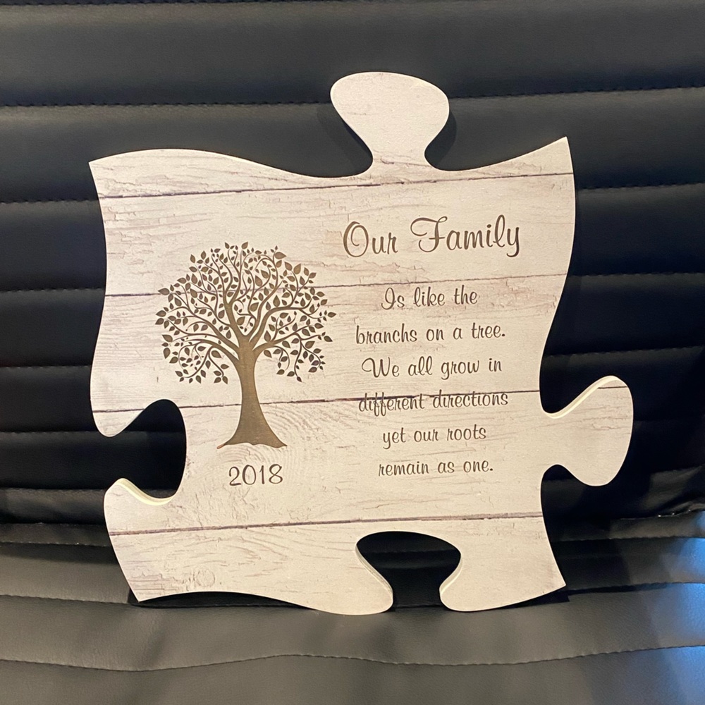 Cute family puzzle piece wall decor